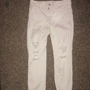 American eagle super stretch crop white pants